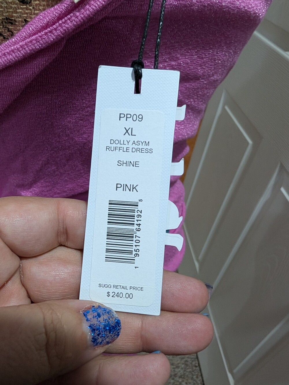 One-Shoulder Pink Ruched Midi Dress - Picture 4 of 6